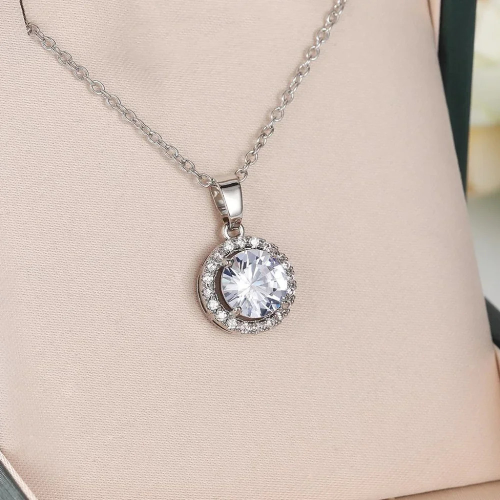 🎊Exquisite Shiny Hollow Round CZ Dainty Pendant Necklace for WomenEVGG1105